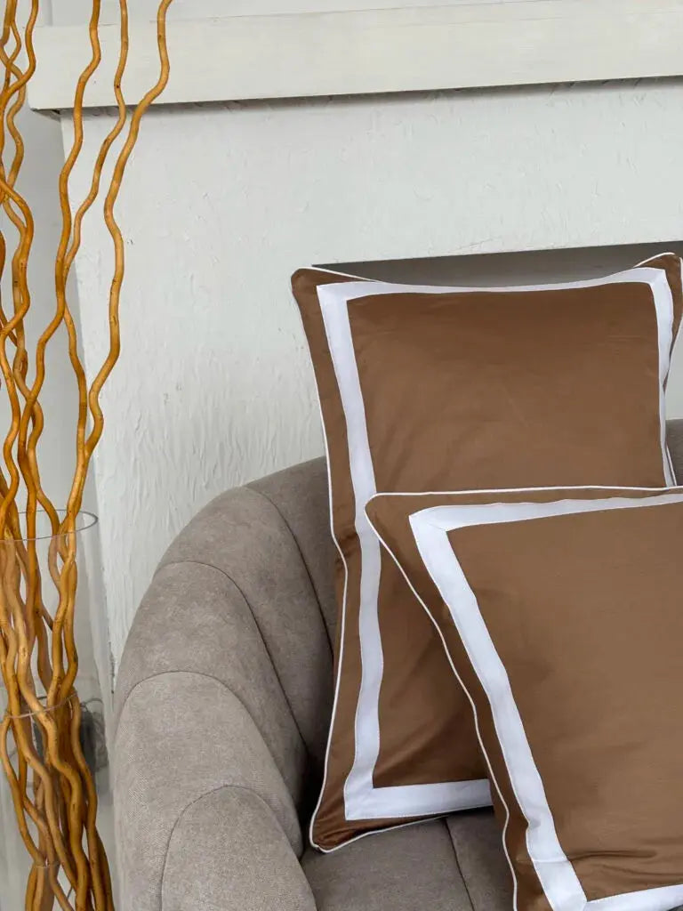 Pościel z Merceryzowanej Satyny – Karmel & Biały, 100% Bawełna Turecka, 140 g/m², Edycja Exclusive Wivanco Bedding