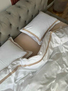 Pościel z Merceryzowanej Satyny – Nude & biały, 100% Bawełna Turecka, 140 g/m², Edycja Exclusive