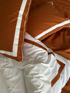 Pościel z Merceryzowanej Satyny – Pomarańczowy & Biały, 100% Bawełna Turecka, 140 g/m², Edycja Exclusive