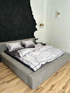 Pościel z Merceryzowanej Satyny – Silver Szary & Asfaltowy, 100% Bawełna Turecka, 140 g/m², Edycja Exclusive