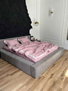 Pościel z Merceryzowanej Satyny – Pudrowy Róż & Biały, 100% Bawełna Turecka, 140 g/m², Edycja Exclusive