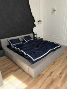 Pościel z Merceryzowanej Satyny – Granatowy & Biały, 100% Bawełna Turecka, 140 g/m², Edycja Exclusive