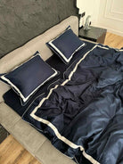 Pościel z Merceryzowanej Satyny – Granatowy & Biały, 100% Bawełna Turecka, 140 g/m², Edycja Exclusive