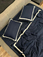 Pościel z Merceryzowanej Satyny – Granatowy & Biały, 100% Bawełna Turecka, 140 g/m², Edycja Exclusive