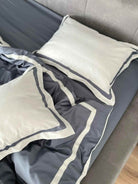 Pościel z Merceryzowanej Satyny – Szary & Biały, 100% Bawełna Turecka, 140 g/m², Edycja Exclusive