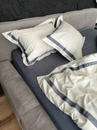 Pościel z Merceryzowanej Satyny – Szary & Biały, 100% Bawełna Turecka, 140 g/m², Edycja Exclusive