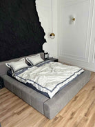 Pościel z Merceryzowanej Satyny – Szary & Biały, 100% Bawełna Turecka, 140 g/m², Edycja Exclusive