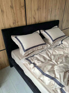 Pościel z Merceryzowanej Satyny –Nude & Szary, 100% Bawełna Turecka, 140 g/m², Edycja Exclusive