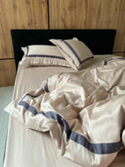 Pościel z Merceryzowanej Satyny –Nude & Szary, 100% Bawełna Turecka, 140 g/m², Edycja Exclusive