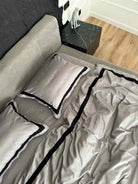 Pościel z Merceryzowanej Satyny –Silver Szary & Czarny, 100% Bawełna Turecka, 140 g/m², Edycja Exclusive