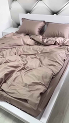 Pościel z Merceryzowanej Satyny – Cappuccino z Czarną Lamówką, 100% Bawełna Turecka, 140 g/m²,  Kolekcja Premium