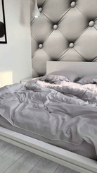 Pościel z Merceryzowanej Satyny – Jasnoszary w Paski z Białą Lamówką, 100% Bawełna Turecka, 140 g/m²,  Kolekcja Premium