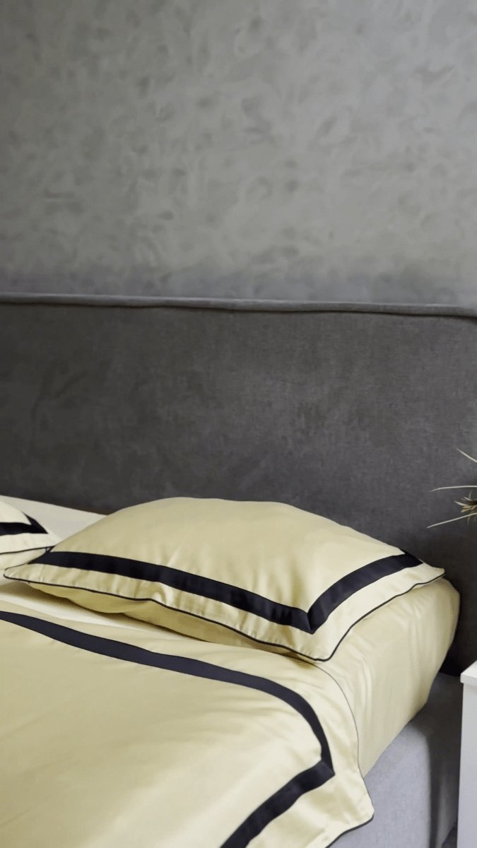 Pościel z Merceryzowanej Satyny – Jasnożółty & Czarny ,100% Bawełna Turecka, 140 g/m², Edycja Exclusive Wivanco Bedding