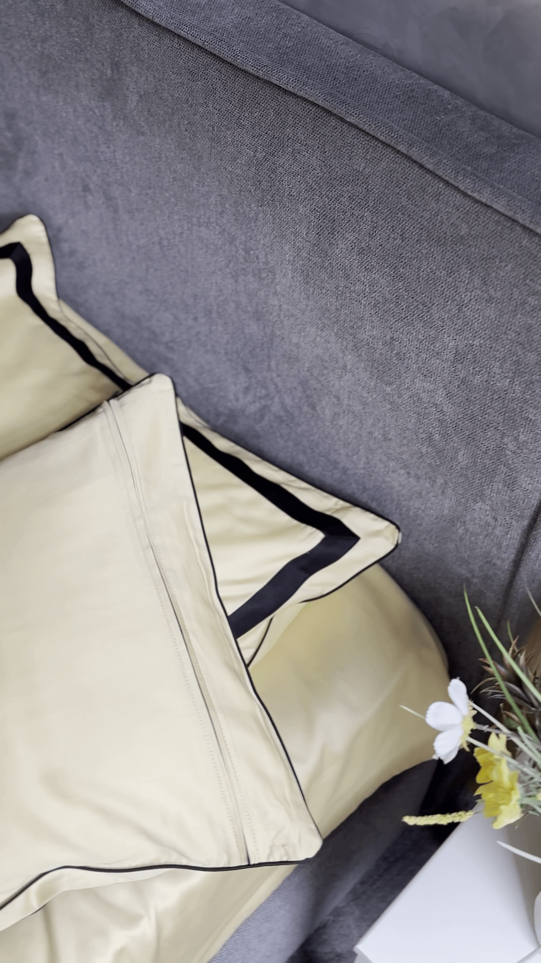 Pościel z Merceryzowanej Satyny – Jasnożółty & Czarny ,100% Bawełna Turecka, 140 g/m², Edycja Exclusive Wivanco Bedding