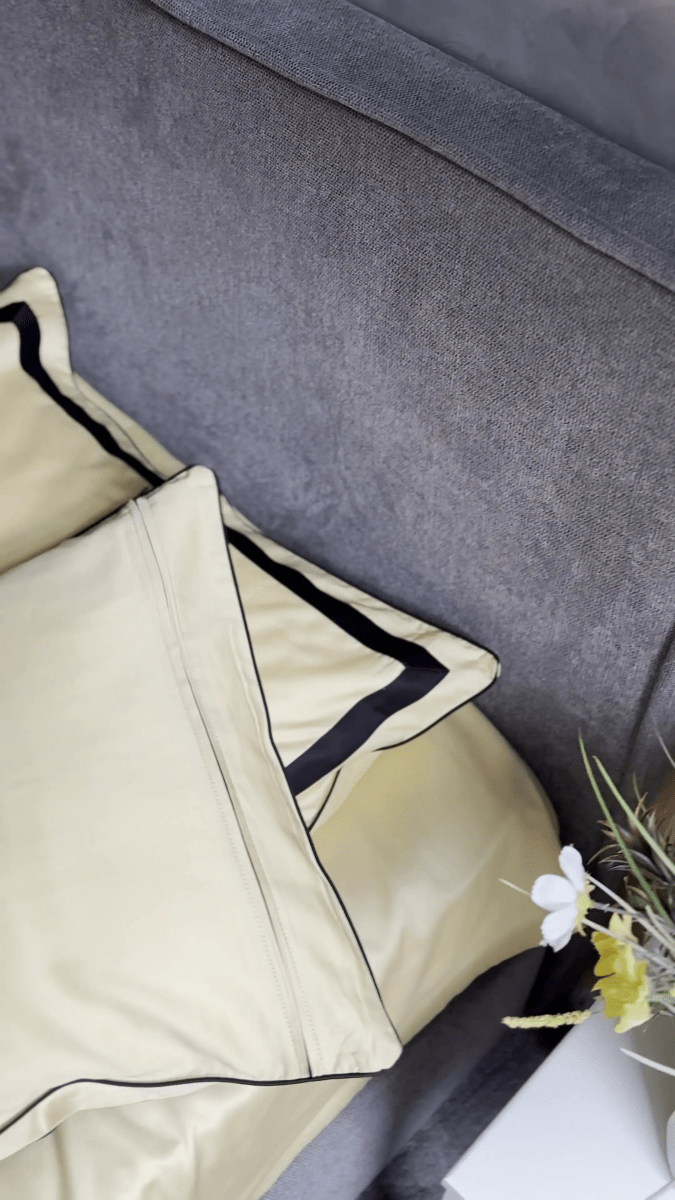 Pościel z Merceryzowanej Satyny – Jasnożółty & Czarny ,100% Bawełna Turecka, 140 g/m², Edycja Exclusive Wivanco Bedding